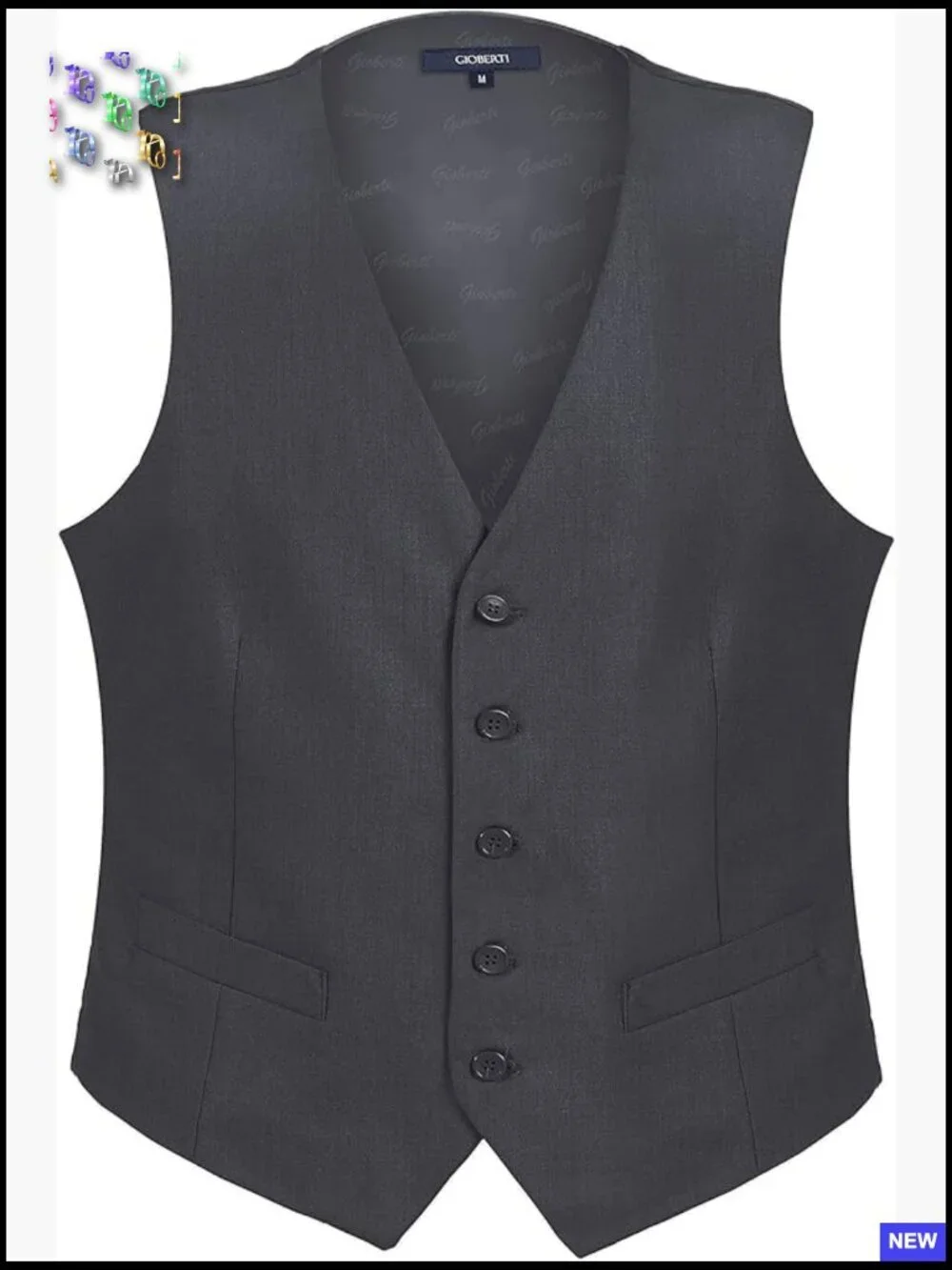 Men's Formal Suit Vest Classic V-Neck Adjustable Back Strap Button Closure